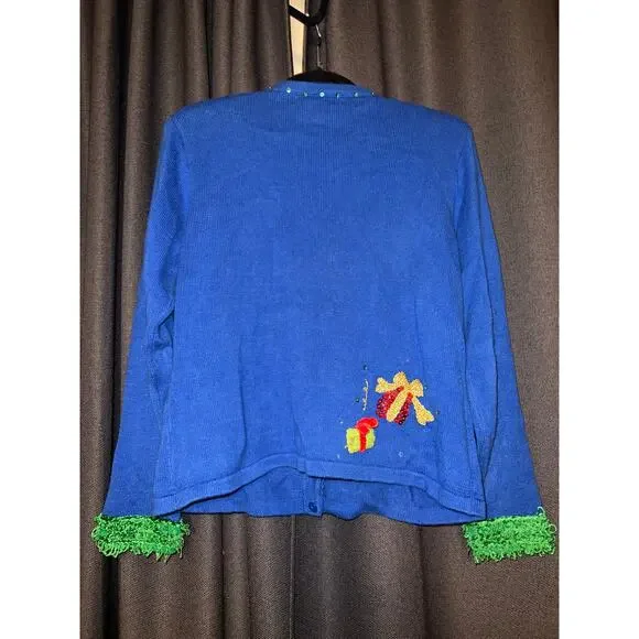 Ugly Christmas Sweater Vintage Xmas Cardigan Size Medium Jack B. Quick - Picture 3 of 3